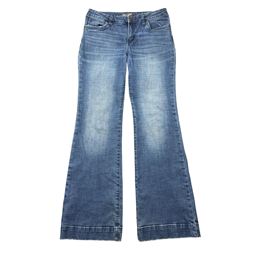 Wrangler Womens 30x33 Mid Rise Flare Wide Leg Jeans Blue Denim Western Cowgirl
